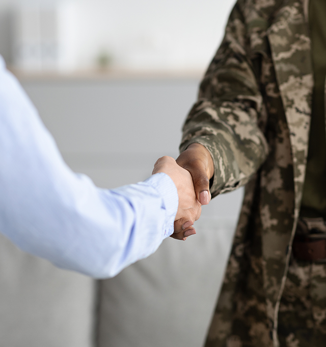 Handshake between military and civilian