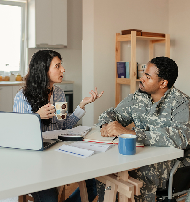 Military meeting in casual setting